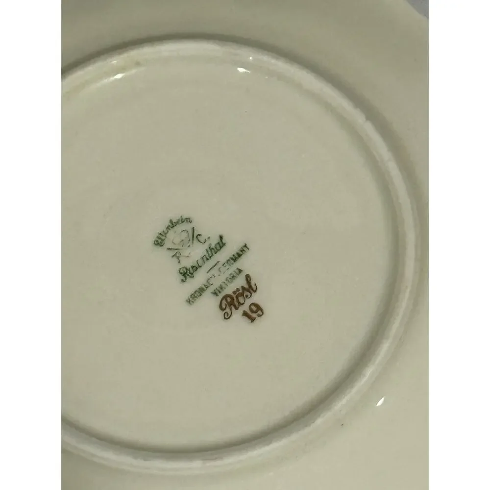 Set of 4 Rosenthal Selb Germany Pink Rose Floral Gold Trim Bread & Butter Plates